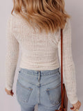 Sheer Lace Long Sleeve Cropped Top - Trendsi - Flyclothing LLC