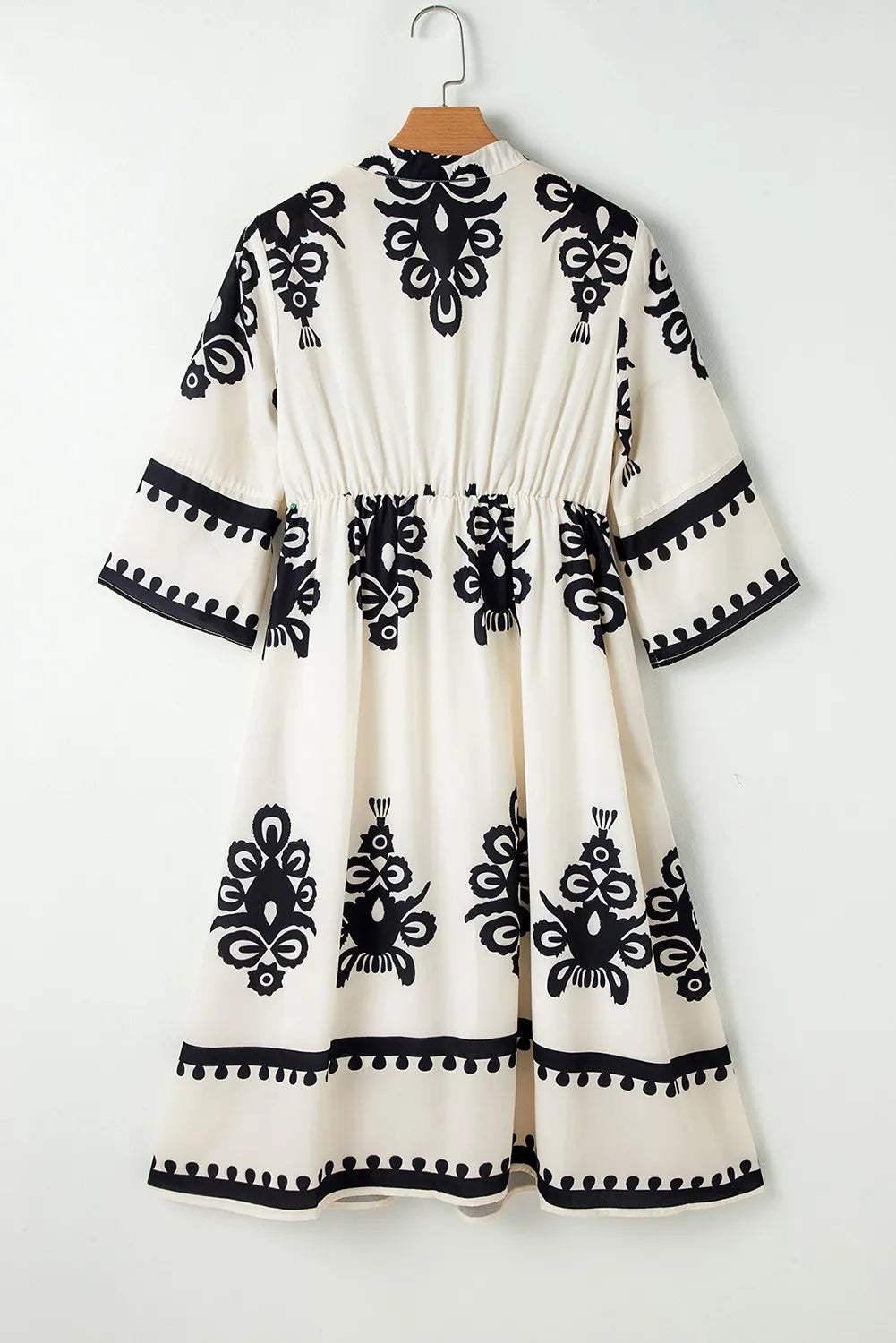 Printed Half Sleeve Knee Length Dress - Trendsi - Flyclothing LLC
