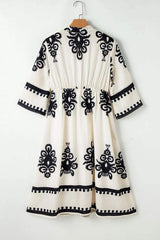 Printed Half Sleeve Knee Length Dress - Trendsi - Flyclothing LLC