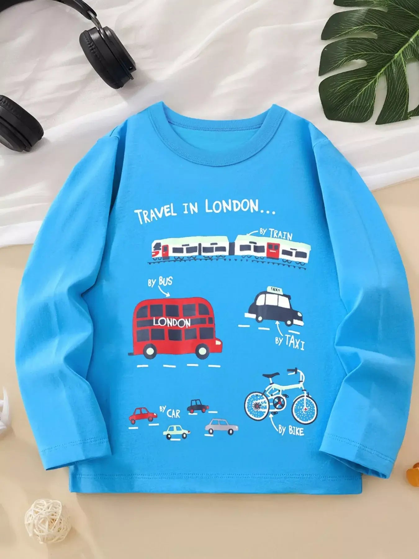Children's London Travel Print Long Sleeve T-Shirt - Trendsi - Flyclothing LLC