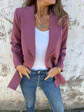 Full Size Collared Neck Long Sleeve Blazer - Trendsi - Flyclothing LLC