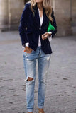 One Button Lapel Collar Long Sleeve Blazer - Trendsi - Flyclothing LLC