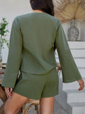 Devine Double Tied V-Neck Top and Shorts Set - Trendsi