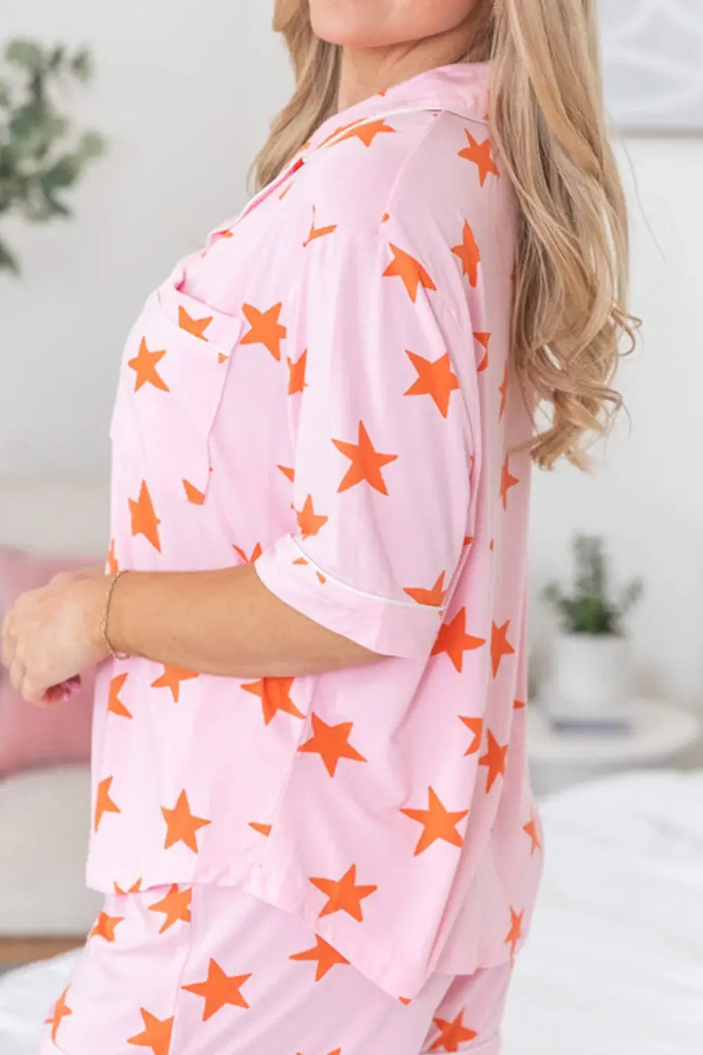 Star Print Short Sleeve Shirt and Shorts Set - Trendsi - Flyclothing LLC