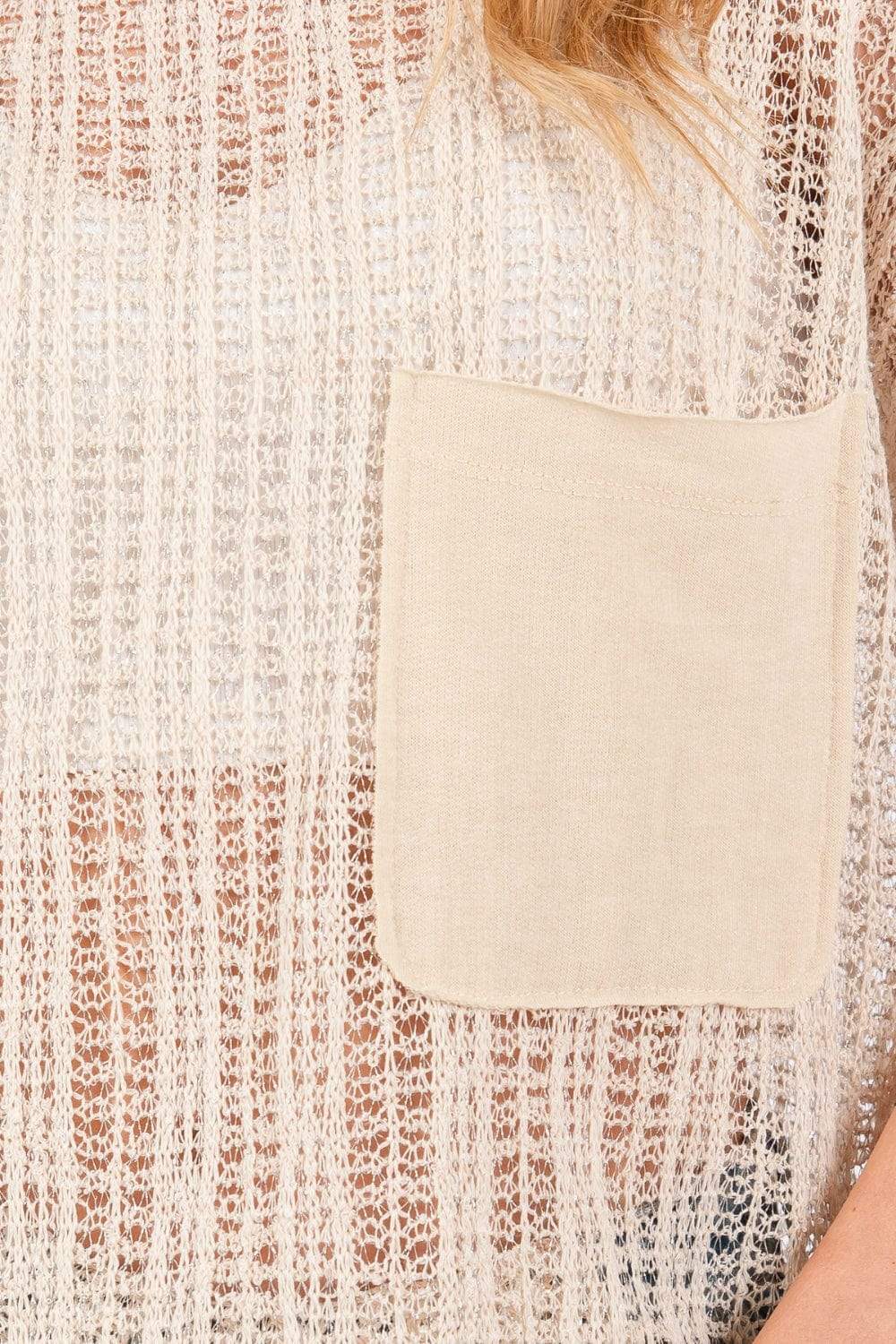Ces Femme See Through Crochet Mock Neck Cover Up - Trendsi - Flyclothing LLC
