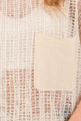Ces Femme See Through Crochet Mock Neck Cover Up - Trendsi - Flyclothing LLC