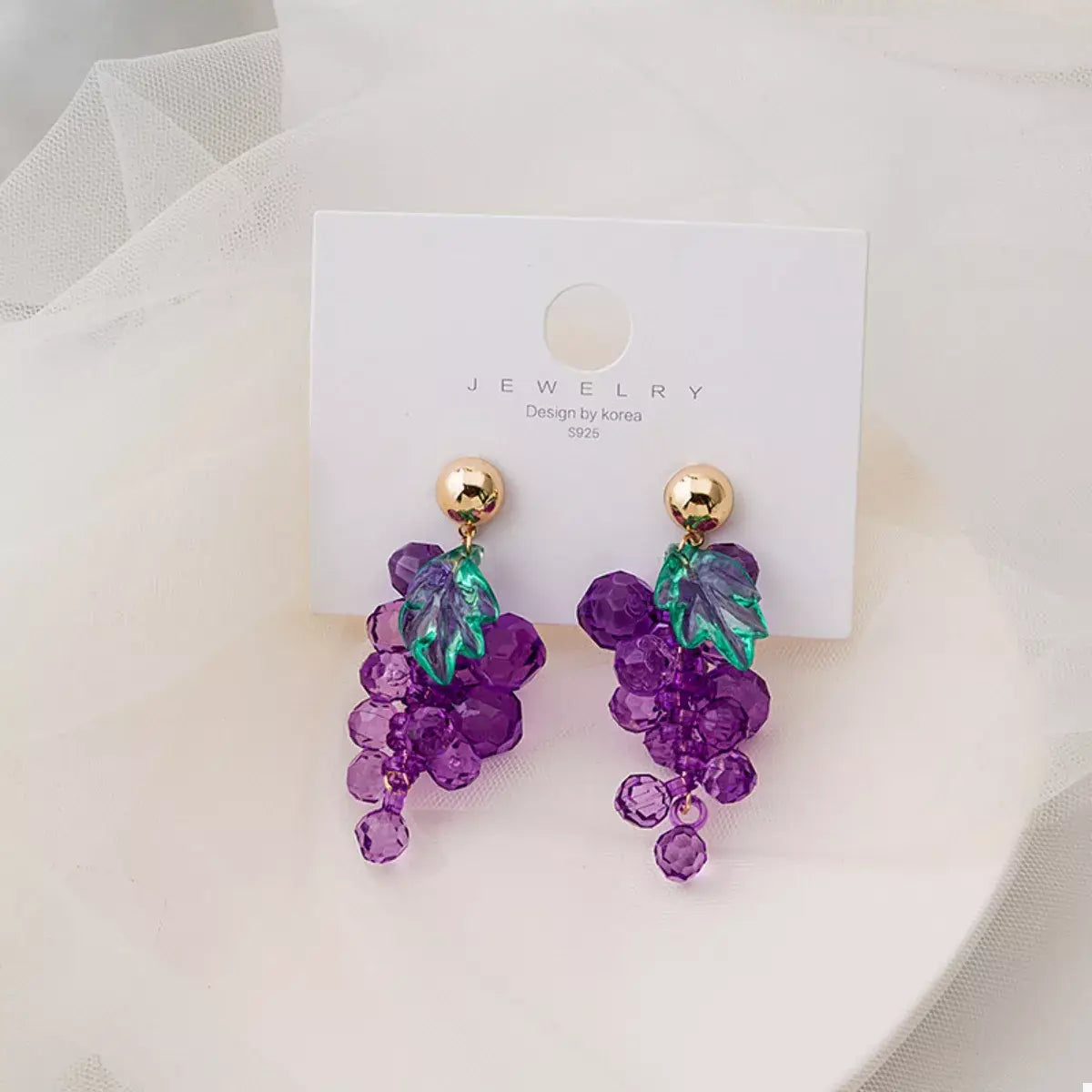 Grape Cluster Beaded Dangle Earrings - Trendsi - Flyclothing LLC