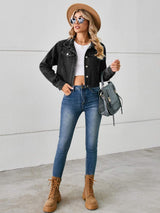 Button Up Long Sleeve Denim Jacket - Trendsi - Flyclothing LLC