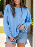 Pearl Detail Long Sleeve Sweatshirt - Trendsi - Flyclothing LLC