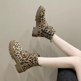Animal Print Lace-Up Ankle Boots - Trendsi - Flyclothing LLC