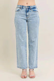 Judy Blue Full Size High Waist Stone Wash Straight Jeans Plus Size - Trendsi - Flyclothing LLC