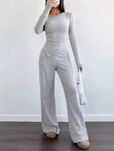Chic One-Shoulder Asymmetrical Top and Wide-Leg Pants Set - Trendsi - Flyclothing LLC