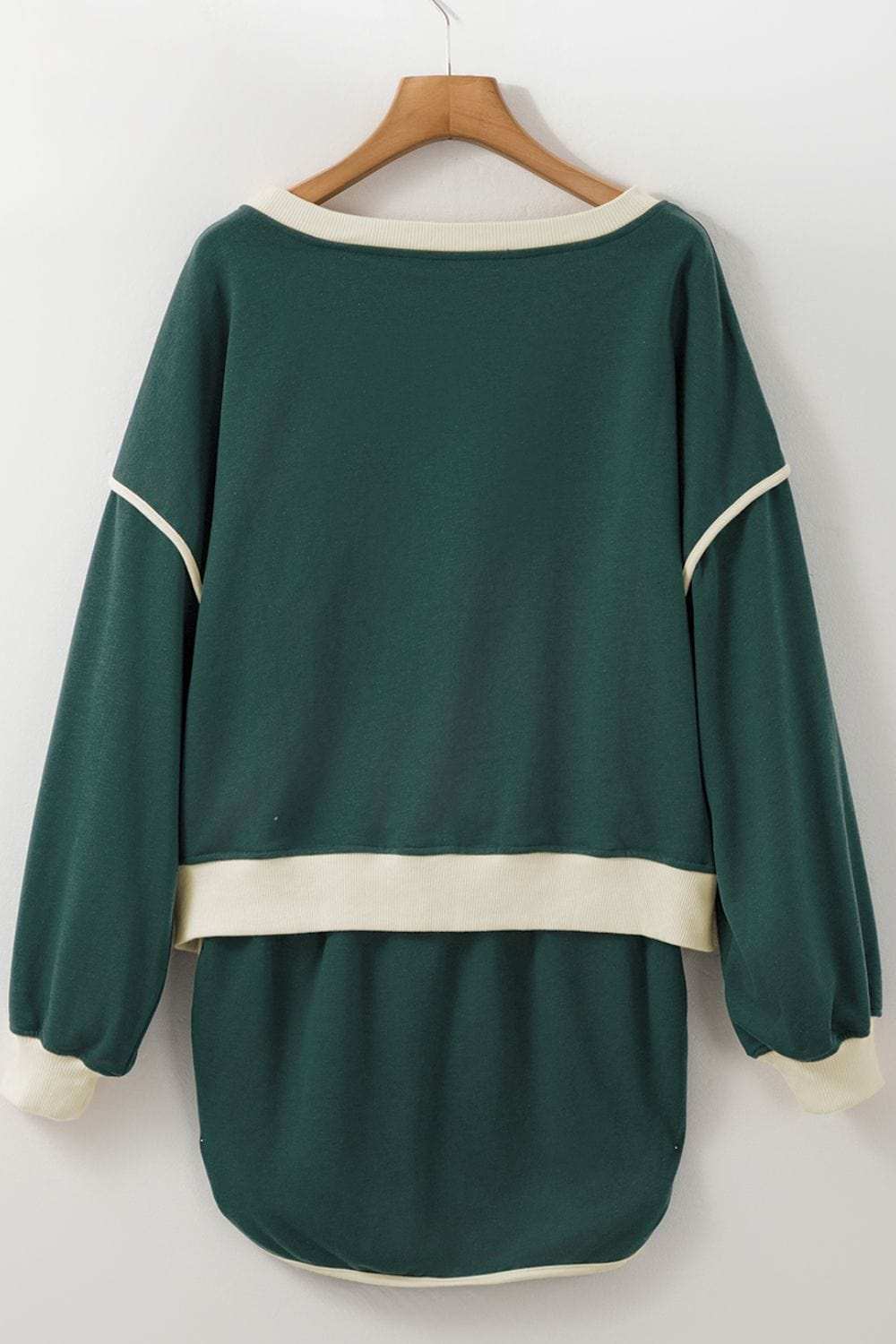 Contrast Trim Round Neck Top and Skort Set - Trendsi - Flyclothing LLC