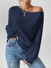 Honey Single Shoulder Long Sleeve Sweater - Trendsi