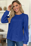 Textured Round Neck Long Sleeve Sweatshirt - Trendsi - Flyclothing LLC