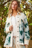 POL Jacquard Patch Collared Neck Quilted Jacket - Trendsi