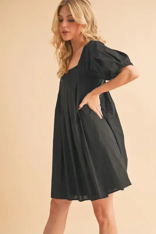 Aemi + Co Square Neck Babydoll Dress with Pockets - Trendsi - Flyclothing LLC