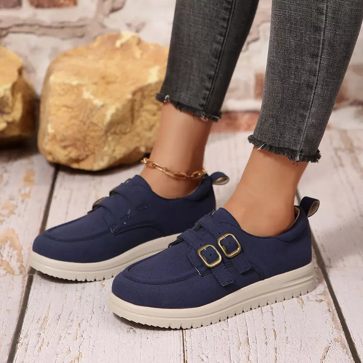 Buckle Accent Casual Loafers - Trendsi - Flyclothing LLC