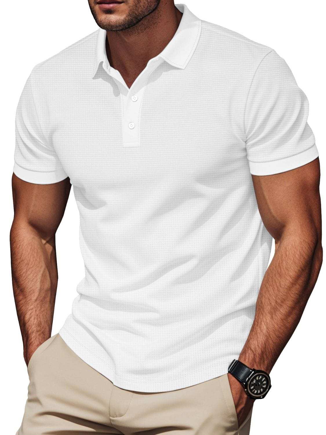 Men's Full Size Short Sleeve Collared Polo Plus Size - Trendsi - Flyclothing LLC