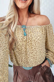 Leopard Off-Shoulder Long Sleeve Blouse - Trendsi - Flyclothing LLC