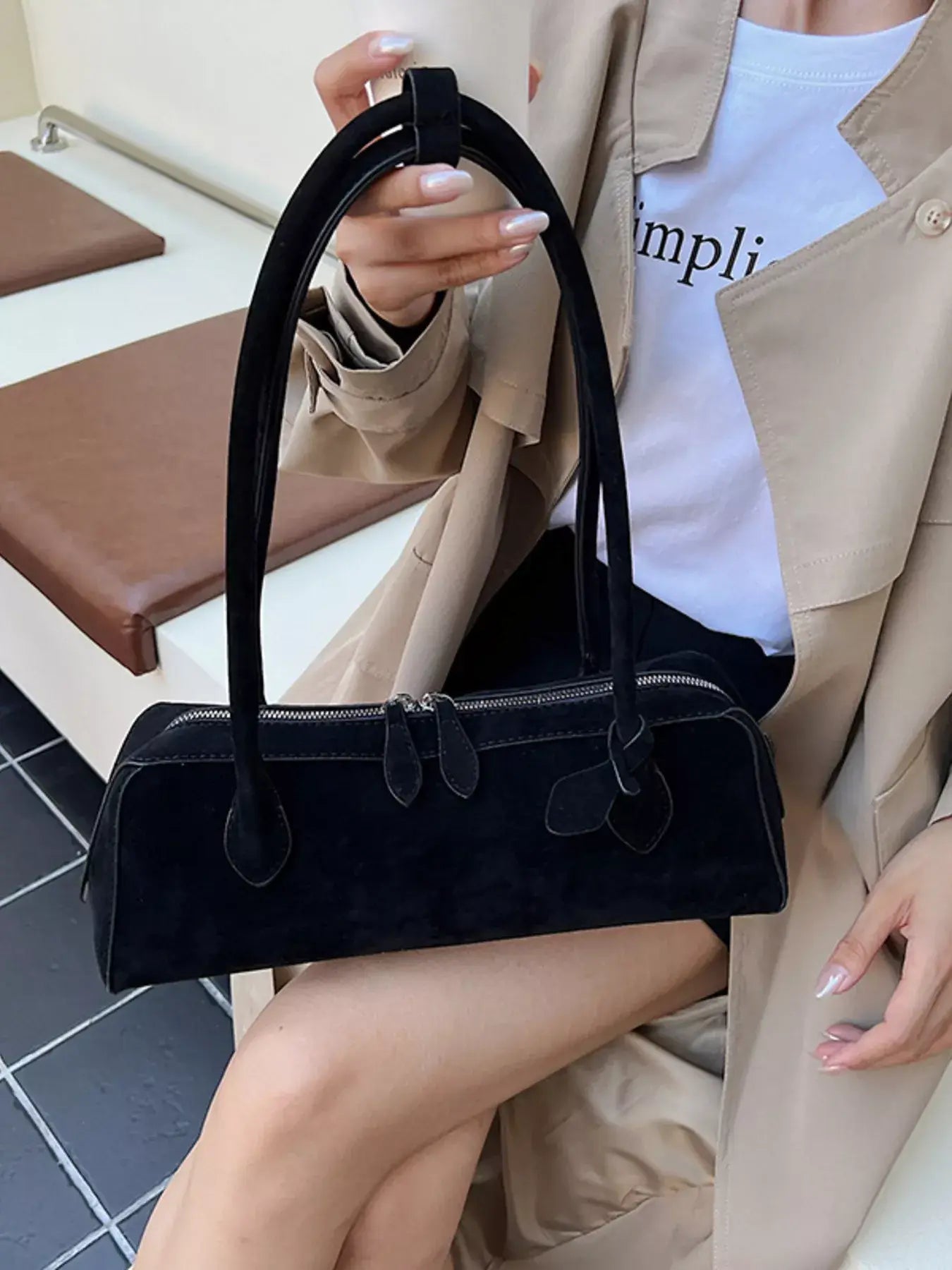 Solid Color Shoulder Bag - Trendsi - Flyclothing LLC