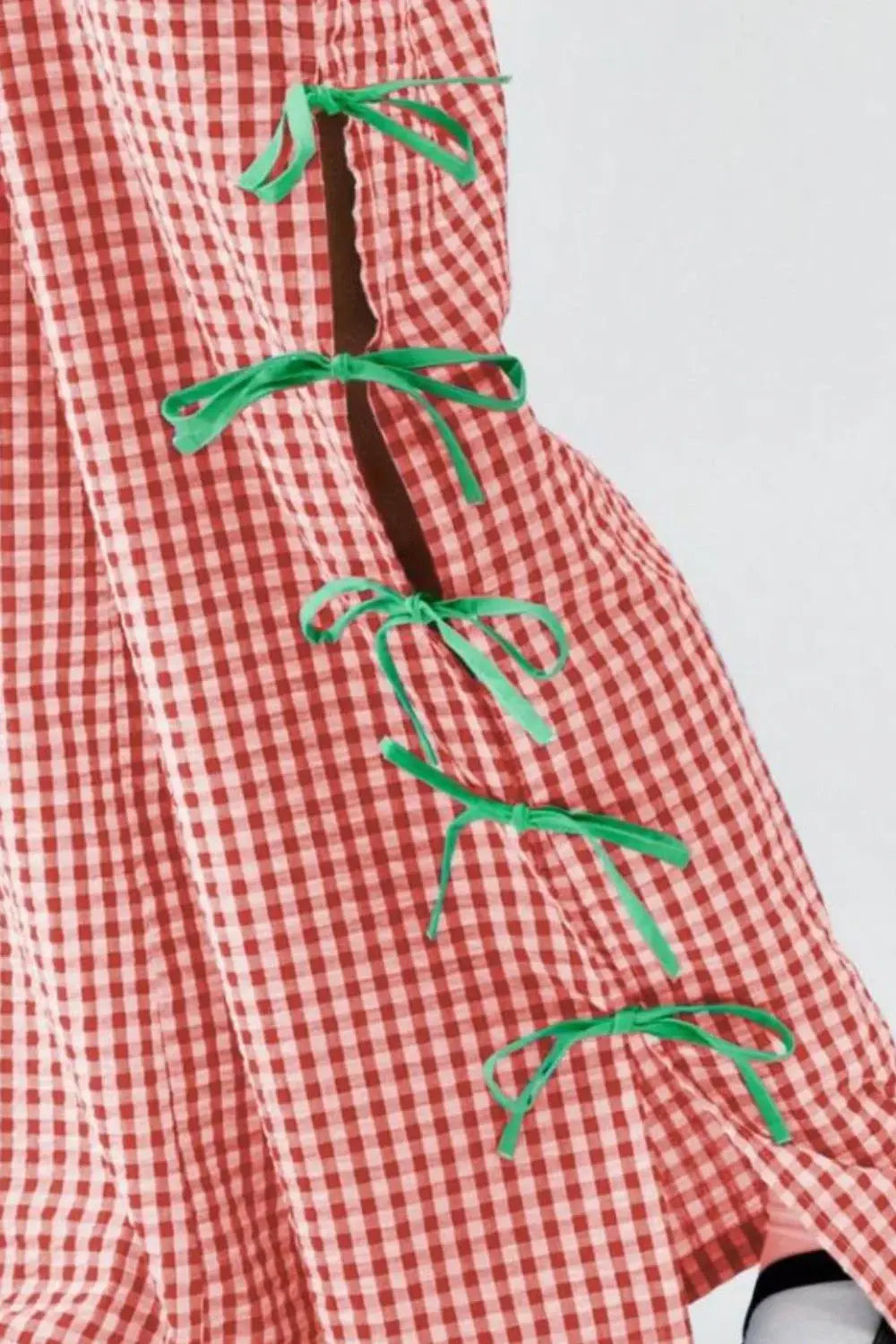 Side Tied Plaid Pants - Trendsi - Flyclothing LLC