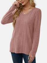 V-Neck Long Sleeve T-Shirt - Trendsi - Flyclothing LLC