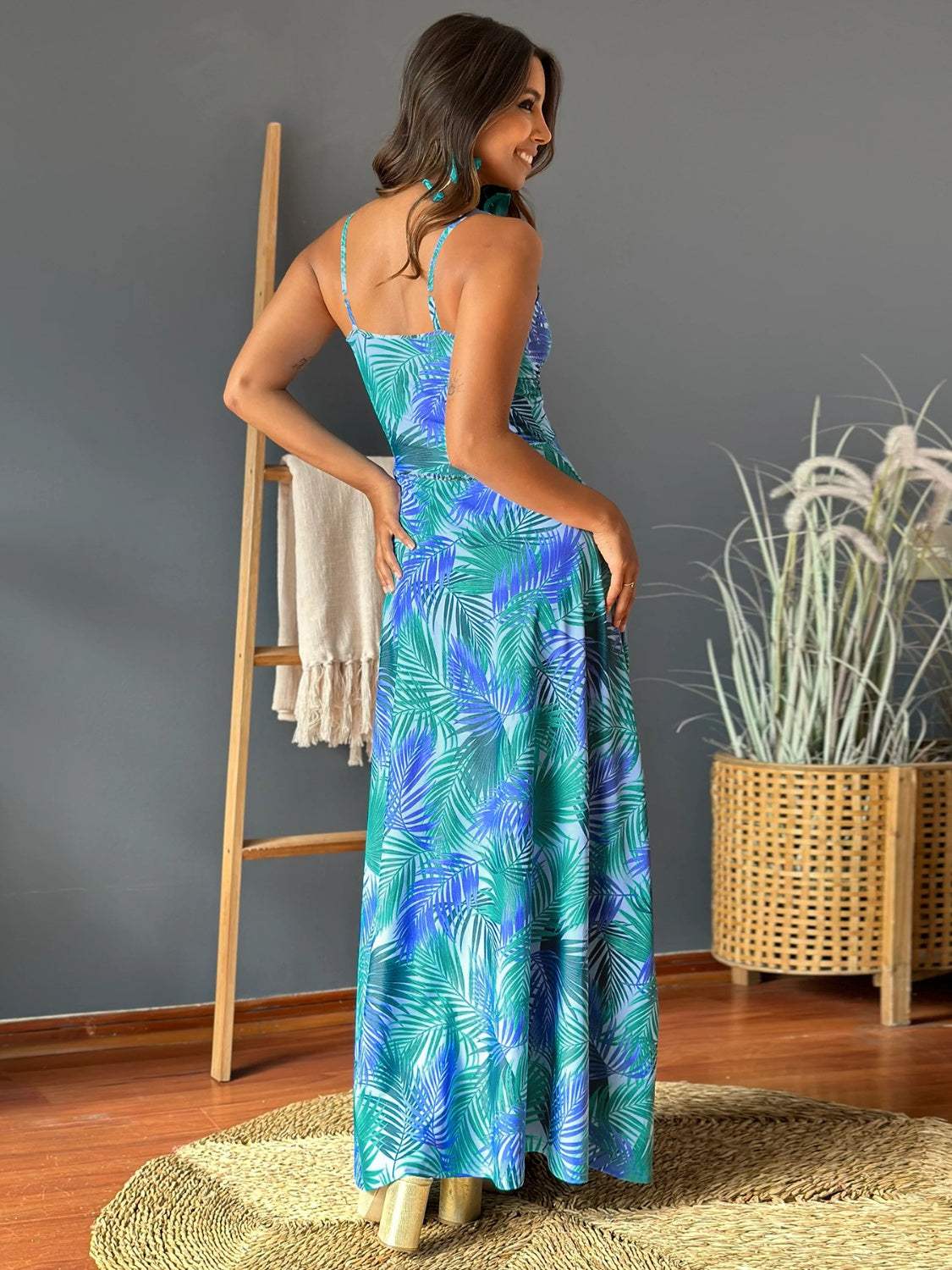Twisted Printed V-Neck Cami Dress - Trendsi - Flyclothing LLC