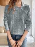Oblique Zipper Collared Neck Long Sleeve Sweatshirt - Trendsi - Flyclothing LLC