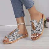 Fringe Leopard Open Toe Sandals - Trendsi - Flyclothing LLC
