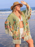 Plus Size Fringe Open Front Cover-Up - Trendsi - Flyclothing LLC