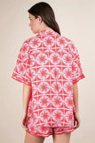 VERY J Full Size Tropical Printed Shirt Top and Shorts Set Plus Size - Trendsi