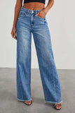 Raw Hem Wide Leg Jeans with Pockets - Trendsi - Flyclothing LLC