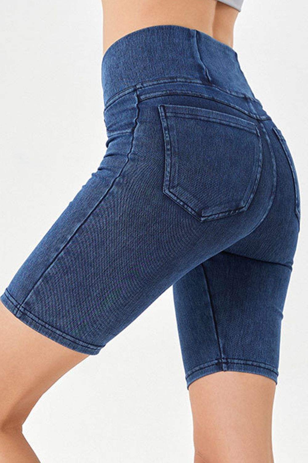 Basic Bae Asymmetrical Waist Denim Shorts with Pockets - Trendsi - Flyclothing LLC