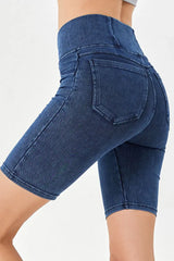 Basic Bae Asymmetrical Waist Denim Shorts with Pockets - ShopBasicbae - Flyclothing LLC