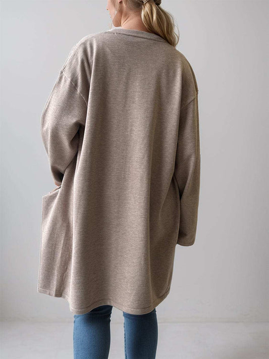 Open Front Long Sleeve Cardigan with Pockets - Trendsi - Flyclothing LLC