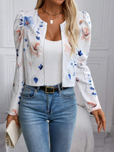 Printed Zip Up Long Sleeve Jacket - Trendsi - Flyclothing LLC