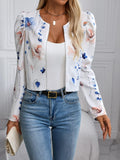 Printed Zip Up Long Sleeve Jacket - Trendsi