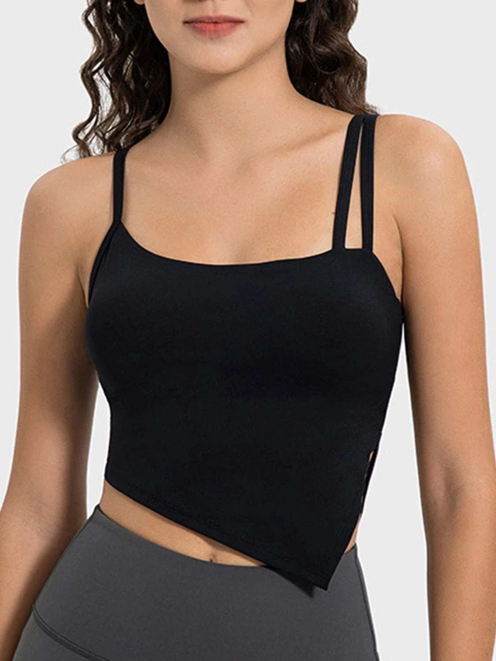 Slit Asymmetrical Neck Active Cami - Trendsi - Flyclothing LLC