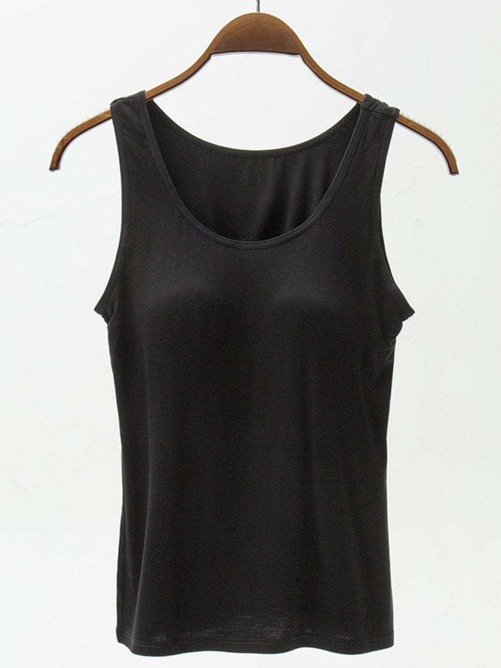 Full Size Wide Strap Modal Tank with Bra - Trendsi - Flyclothing LLC