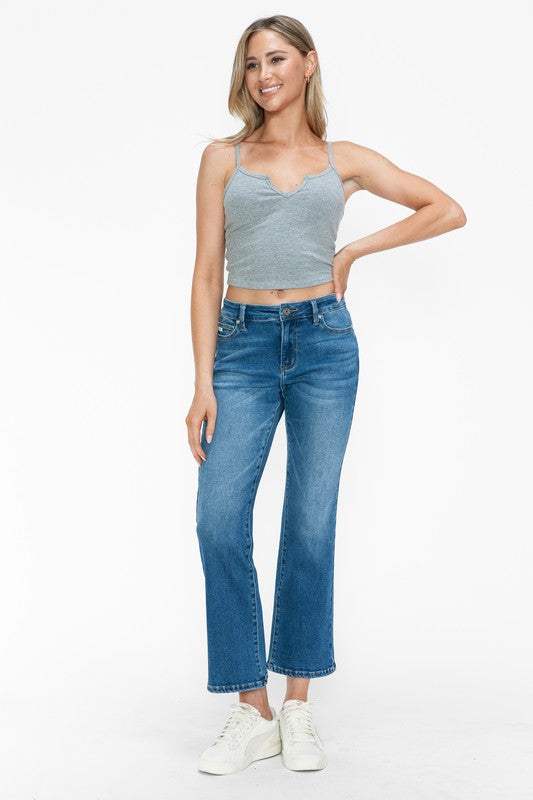 bytos Full Size Cat's Whiskers Mid Rise Ankle Jeans - Trendsi - Flyclothing LLC