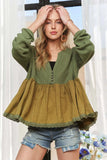 ADORA Mineral Washed Babydoll Tunic Top - Trendsi - Flyclothing LLC