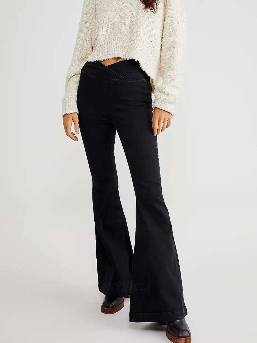 Asymmetric Waist Flare Jeans - Trendsi - Flyclothing LLC
