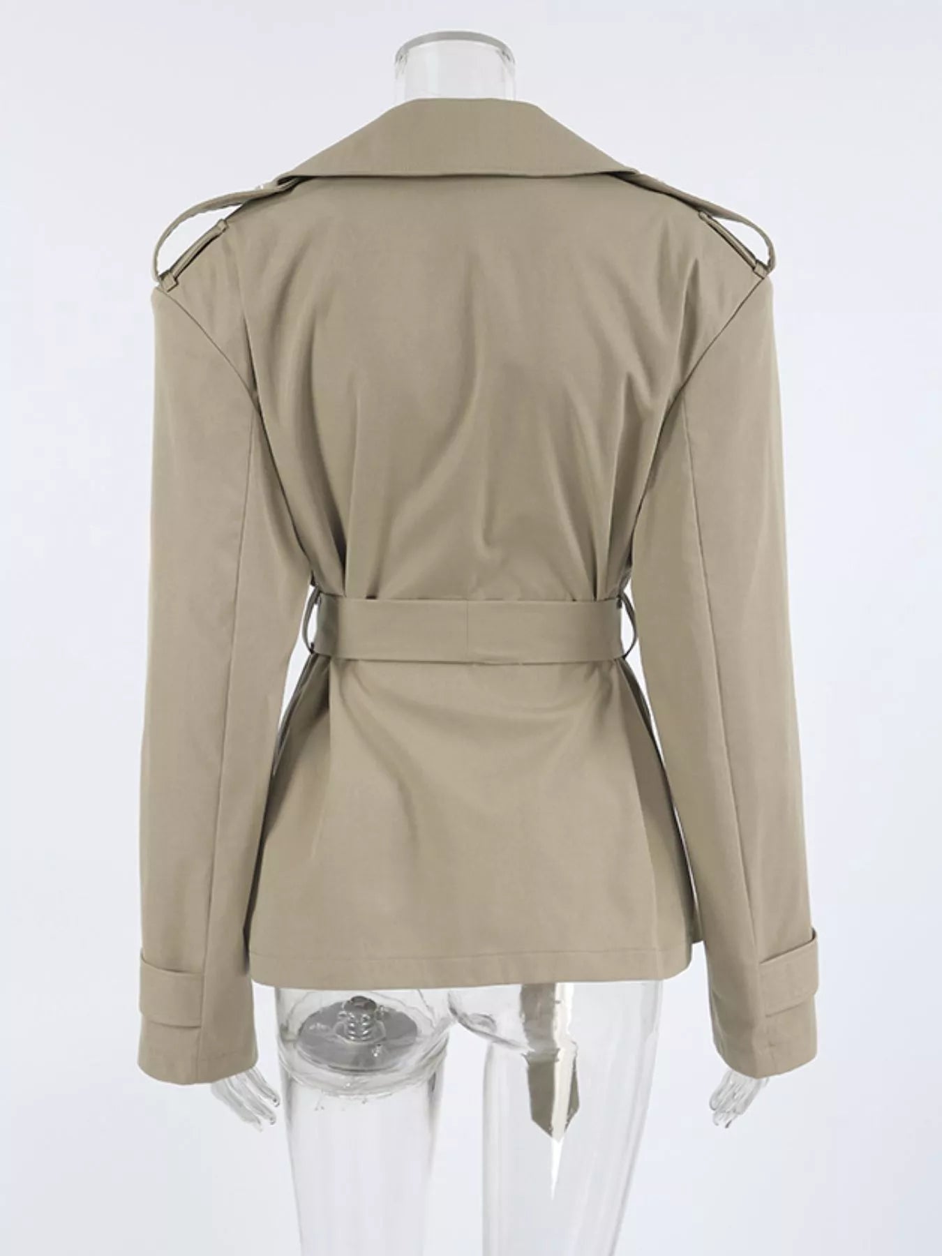 Chic Double-Breasted Belted Trench Coat - Trendsi - Flyclothing LLC