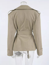 Chic Double-Breasted Belted Trench Coat - Trendsi - Flyclothing LLC