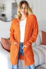Haptics Full Size Stripe Textured Open Front Cardigan with Pockets - Trendsi