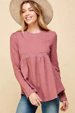 Lime 'N' Chili Waffle Knit Babydoll Top with Left Pocket Detail - Trendsi