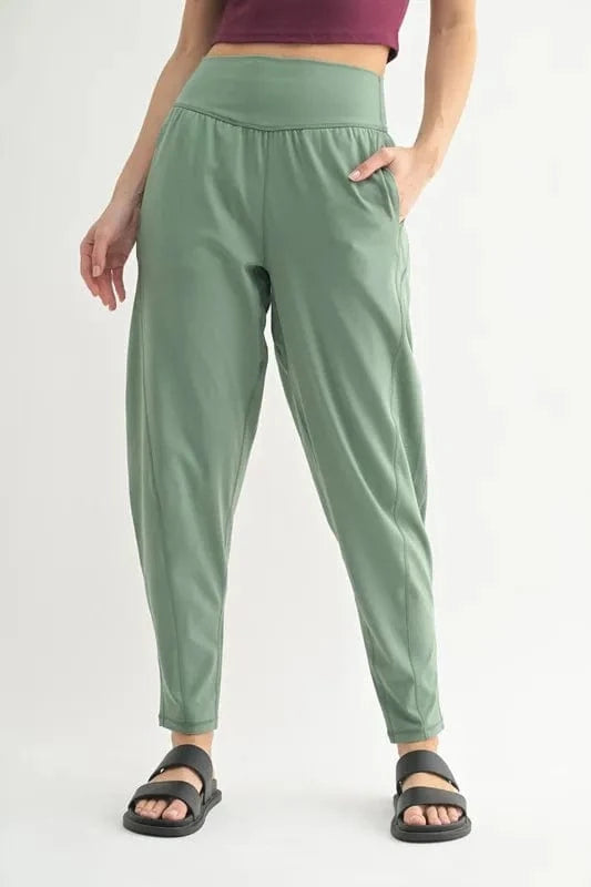 MONO B Flowbarrel High Waist Active Pants - Trendsi