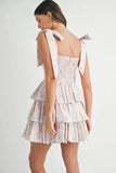MABLE Floral Print Shoulder Tie Layered Mini Dress - Trendsi