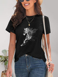 Horse Round Neck Short Sleeve T-Shirt - Trendsi